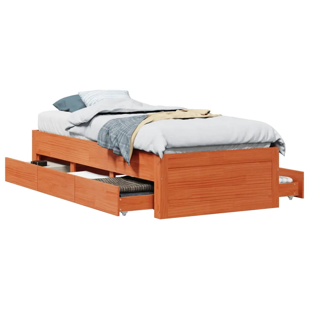 Giroletto senza Materasso con Cassetti Marrone Cera 75x190 cm