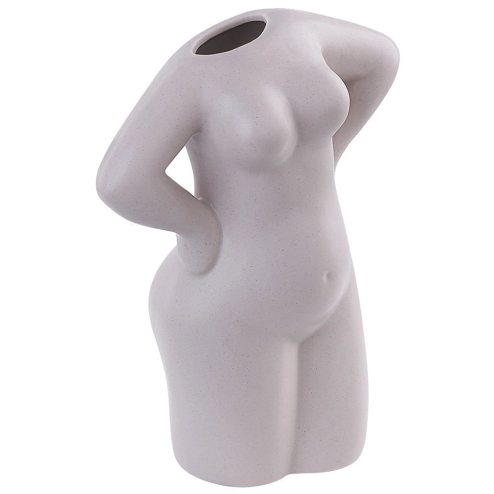 Vaso per fiori in porcellana motivo donna bianco beige impermeabile