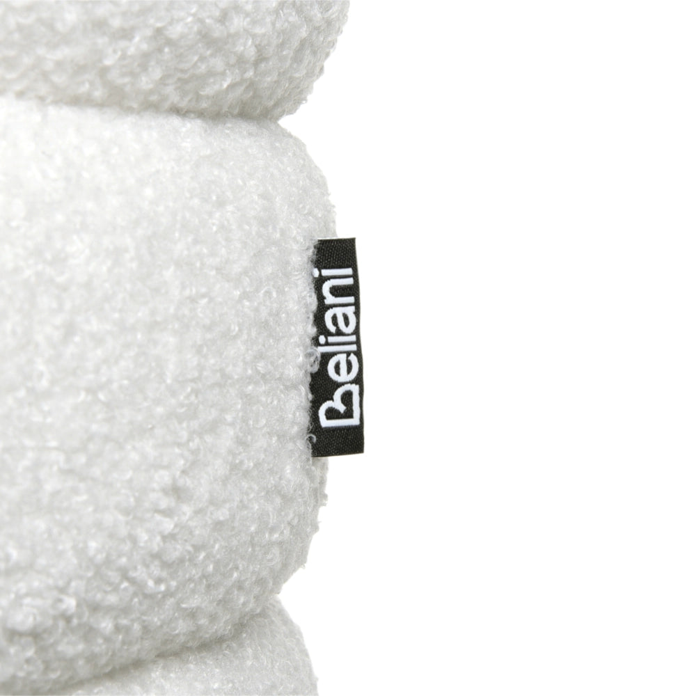 Pouf Bianco Sporco Boucle Tappezzeria Gambe in legno di pino Poggiapiedi Accessori per la casa Soggiorno