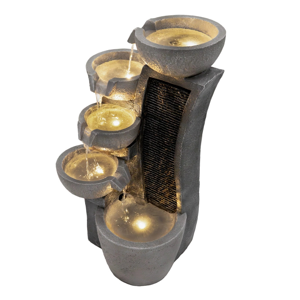 Fontana da Giardino Elettrica con LED e Cascata – Sleek Streams