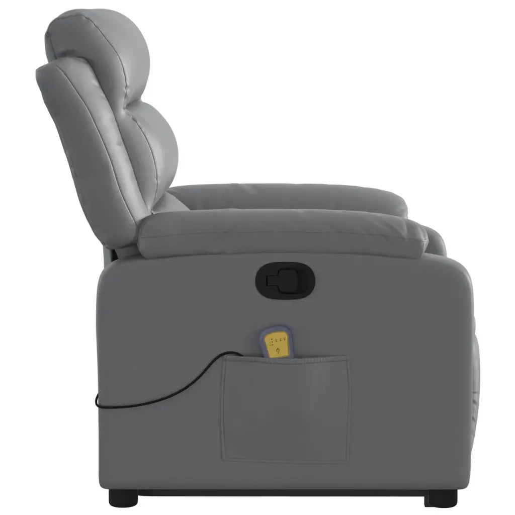 Poltrona Alzapersona Reclinabile Massaggio Grigio Similpelle 3205052