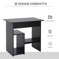 Scrivania PC Moderna in Legno con Ripiano per CPU e Spazio per Tastiera Estraibile, 80x45x75 cm, Nero