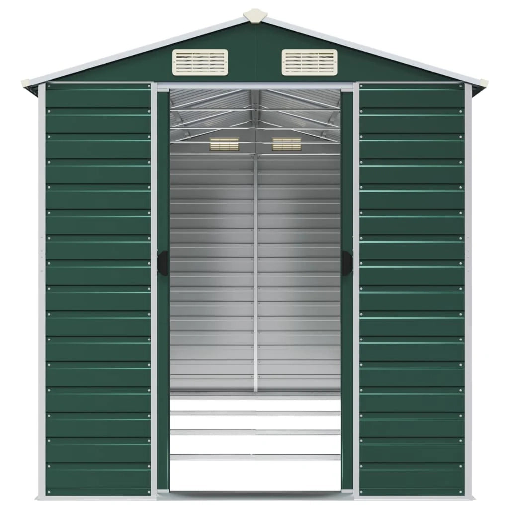 Casetta da giardino cabina ripostiglio casetta da esterno robusta casetta per attrezzi 191 x 385 x 198 cm acciaio zincato verde 02_0022350