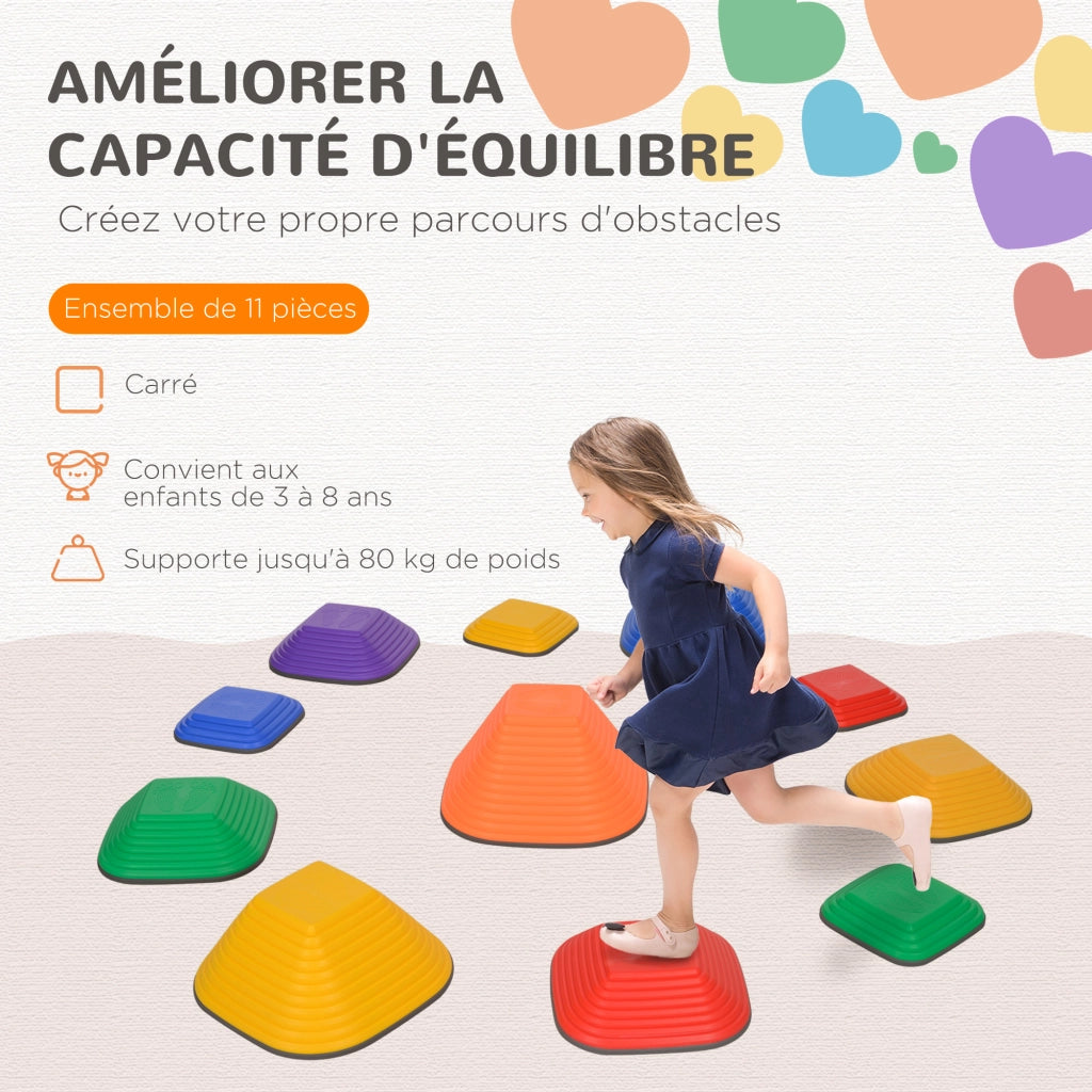 Set pietre equilibrio bambini 11 pezzi ¨C Xylo ¨C impilabili antiscivolo multicolore