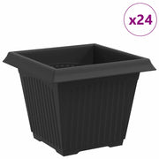 Fioriere | Cassetta per fiori | Vaso quadrato per fiori 24 pz Nero 33 x 33 x 26 cm Plastica