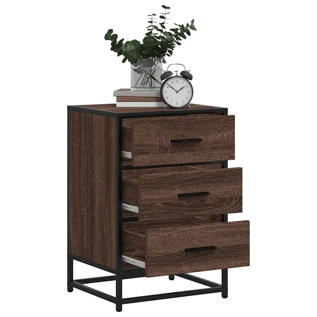 Comodino Rovere Marrone 40x34,5x60cm Legno Multistrato Metallo 848723