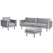 Set da soggiorno in velluto grigio 5 posti Gambe Nere Stile Retrò Moderno