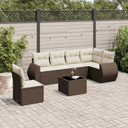 Set Divani da Giardino 7 pz con Cuscini Marrone in Polyrattan 3253780