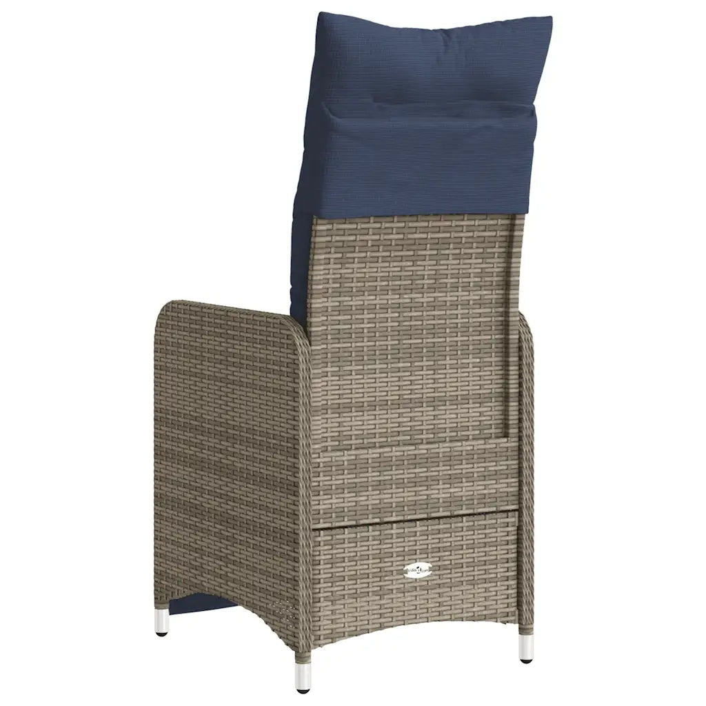 Sedia da Giardino | Sedie da Esterno reclinabile con cuscini grigia in polyrattan