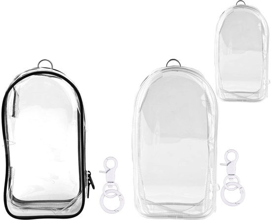Taschi in PVC acqua-resistenti - 2 pezzi - con pompon e gancio - Dimensioni 19,5x10,5x5,5 cm - Display box