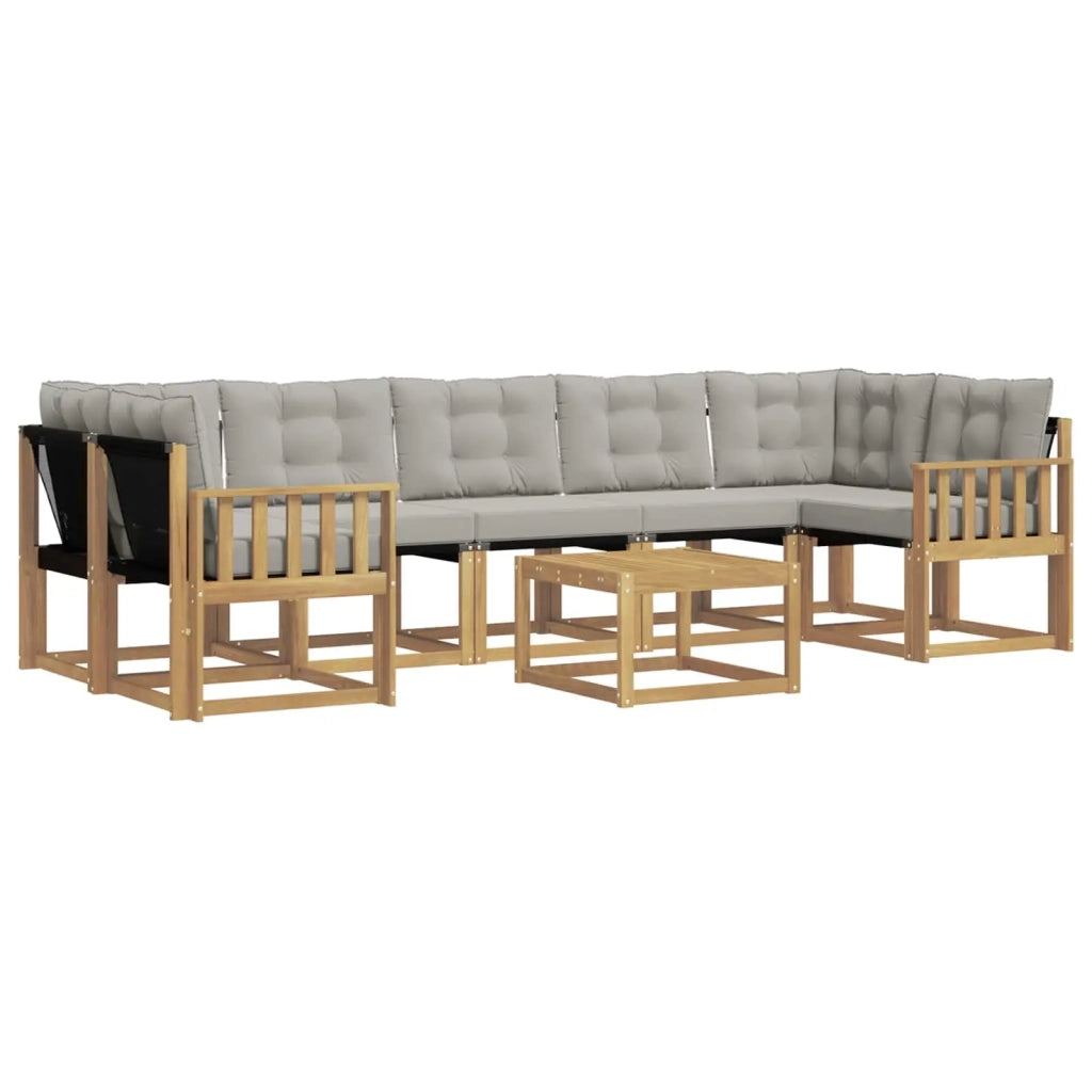 Set di divani da esterno 8 pcs Bianco e Grigio Chiaro