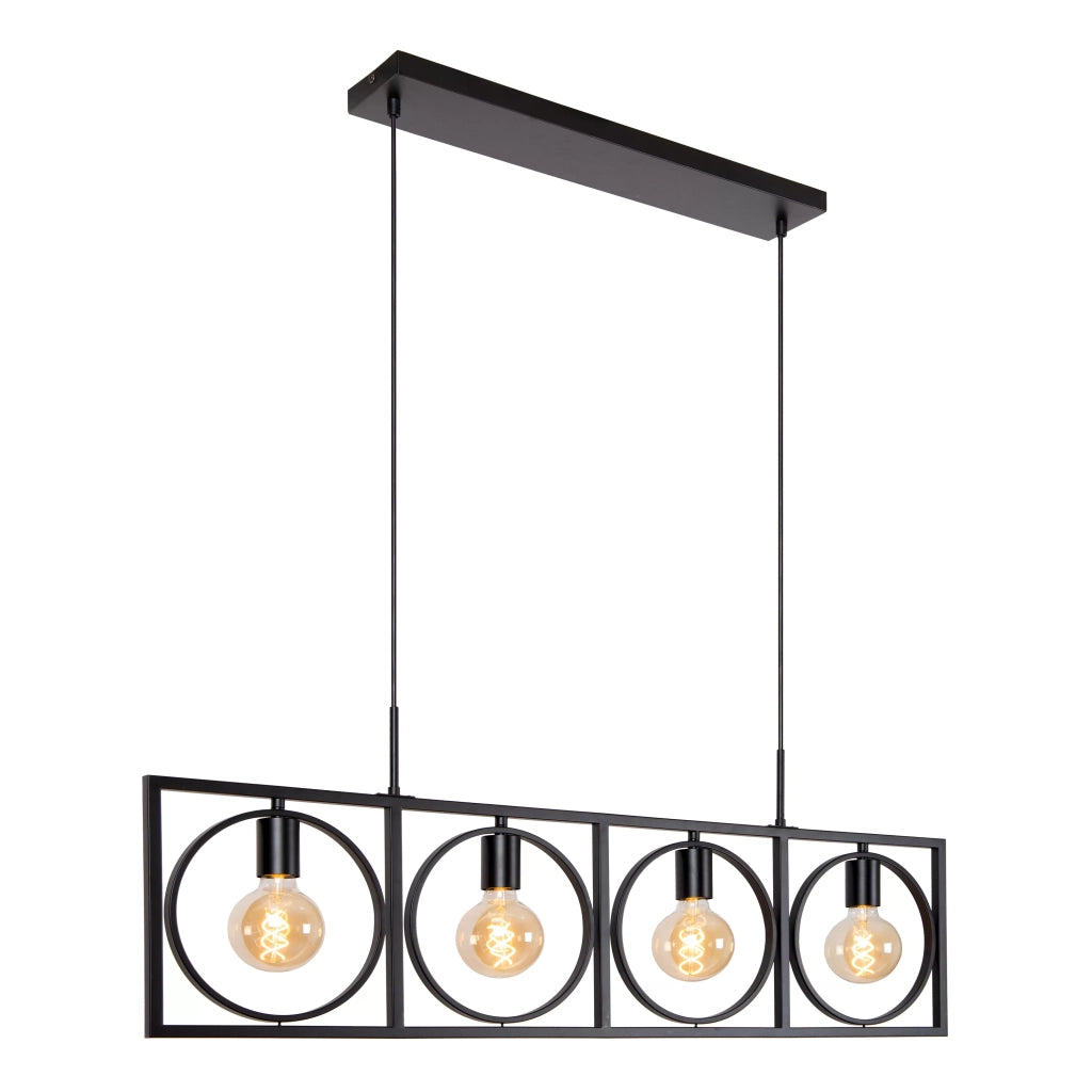 Lampada a sospensione nera loft SUUS 107cm 4xE27 Lucide