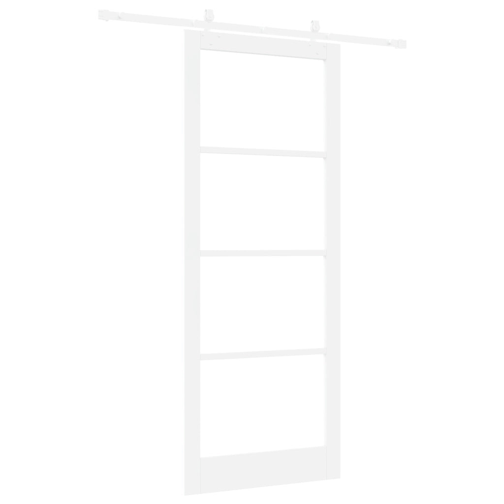 Set di Porta Scorrevole con Hardware  Bianca 93x232 cm Legno Massello Pino
