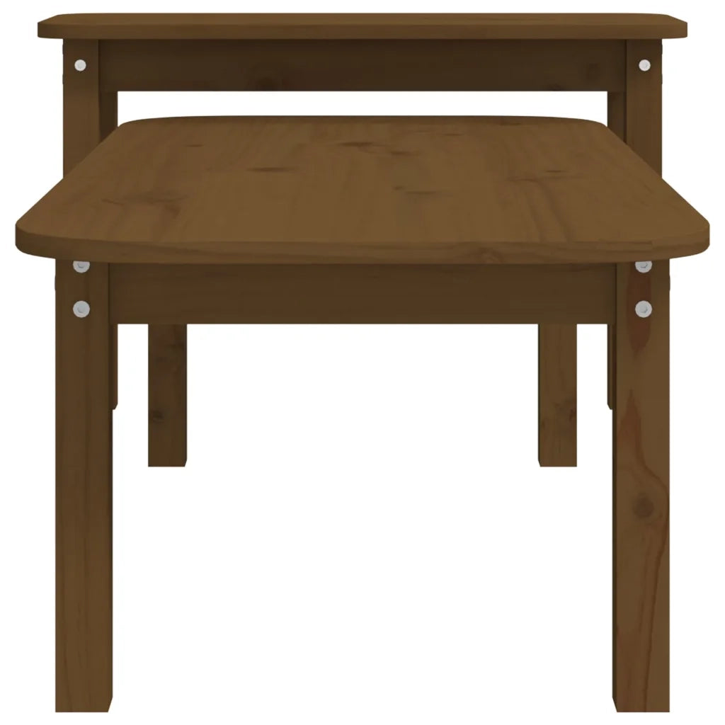 Set Tavolini da Salotto 2 pz Ambra in Legno Massello di Pino 822365