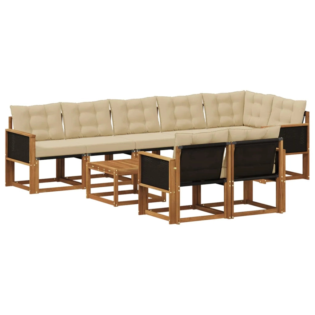 Set di divani da esterno 9 pz Naturale e Beige 3382041