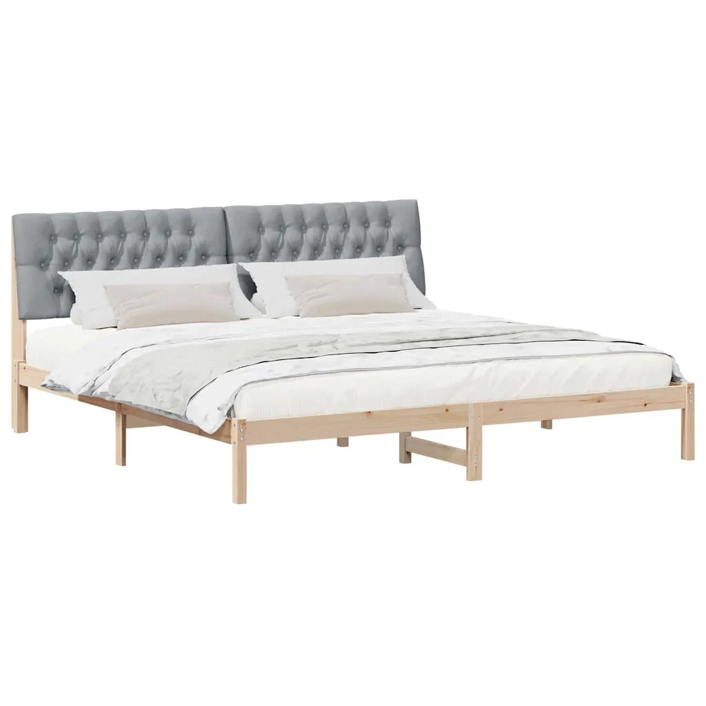 Letto con Testiera Rivestita con testiera Marrone 200 x 200 cm 3394378