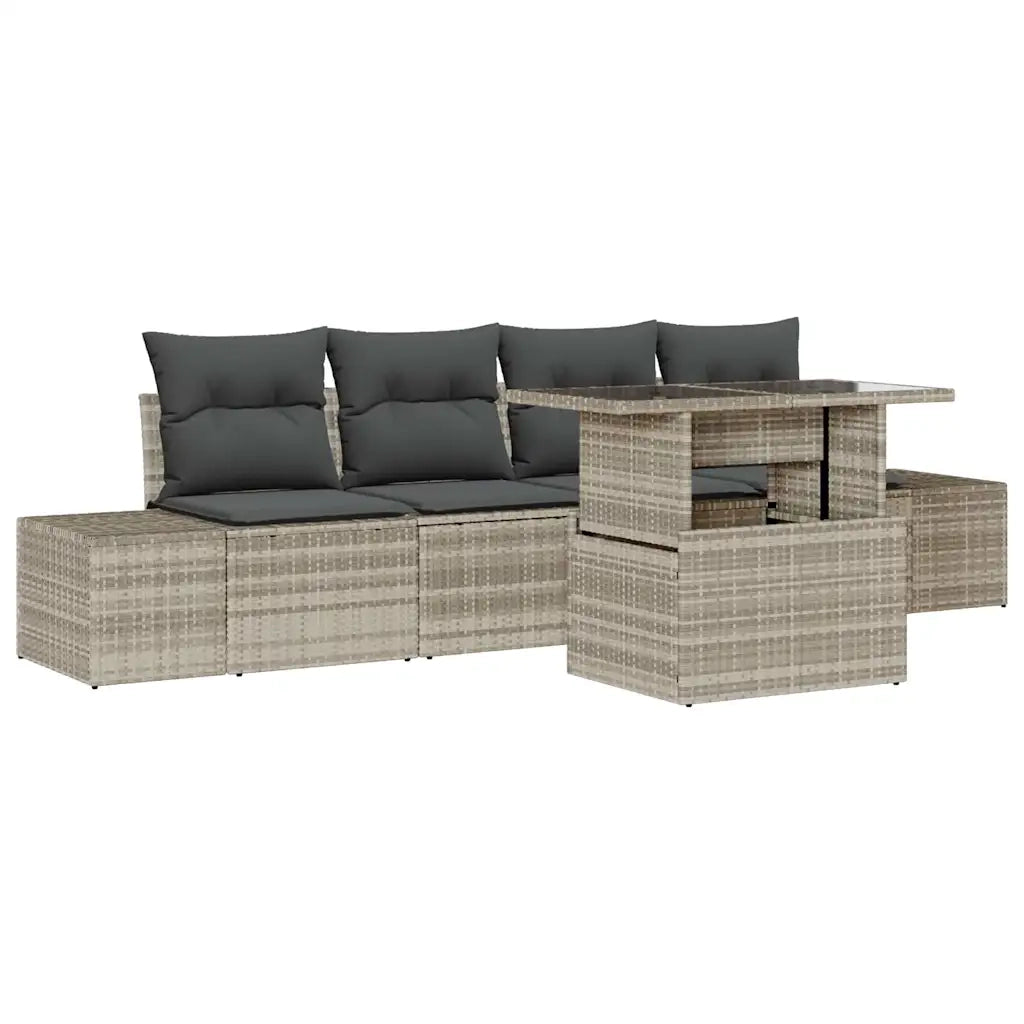 Set Divano da Giardino 5 pcs Grigio chiaro e grigio scuro