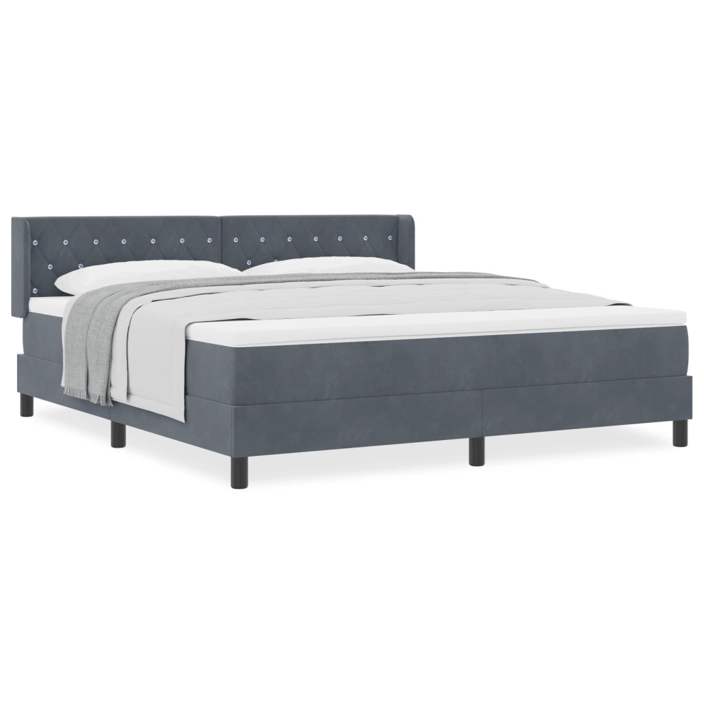 Letto con Box Spring e Materasso Grigio Scuro 180x200 cm Velluto