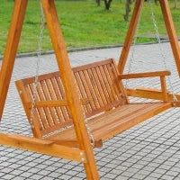 Dondolo da Giardino 3 Posti in Legno con Baldacchino 210x 130x 185cm