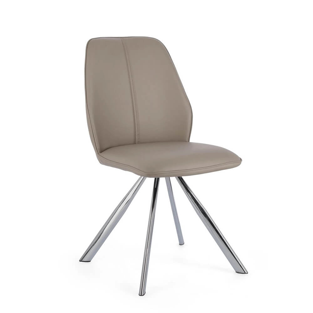 Set di 4 Sedie Imbottite in Similpelle con Gambe in Acciaio - LEO