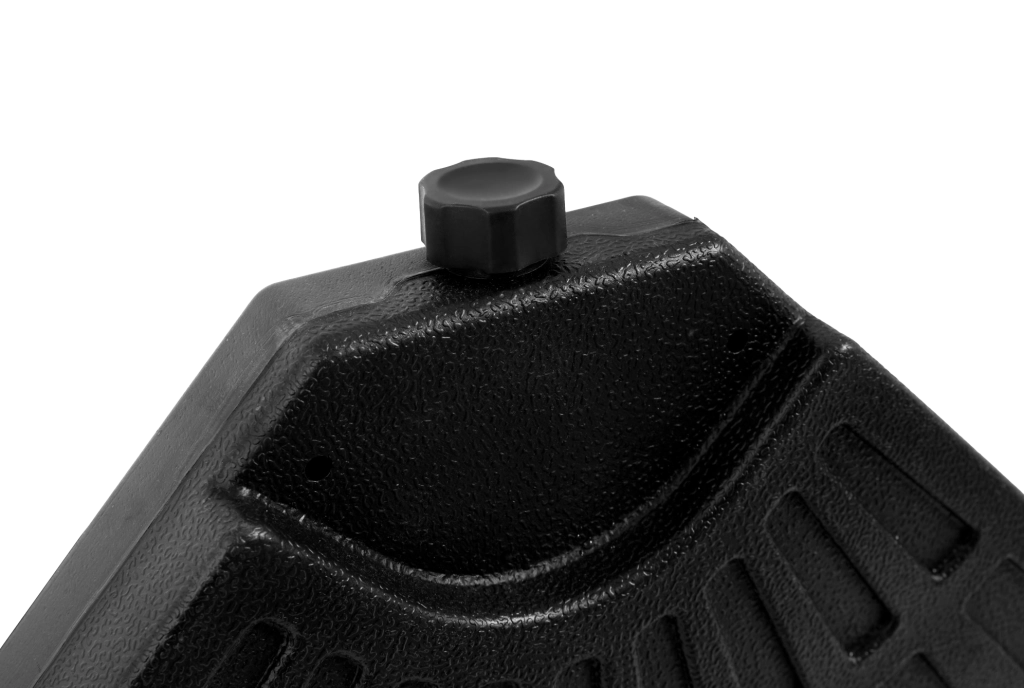 Base per ombrellone rotonda riempibile con acqua o sabbia; 56 x 51 x 15 cm; nero