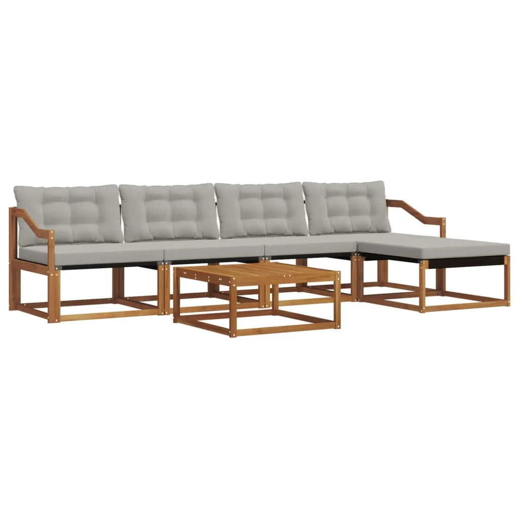 Set di divani da esterno 6 pcs Grigio Naturale e Chiaro