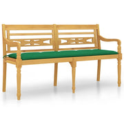 Panca da Giardino | Panchina Batavia con Cuscino Verde 150 cm Legno Massello Teak