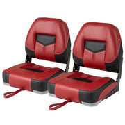 Set di 2 sedie pieghevoli con schienale basso per barca, Sedile yacht ergonomici con schiuma spessa Nero e rosso