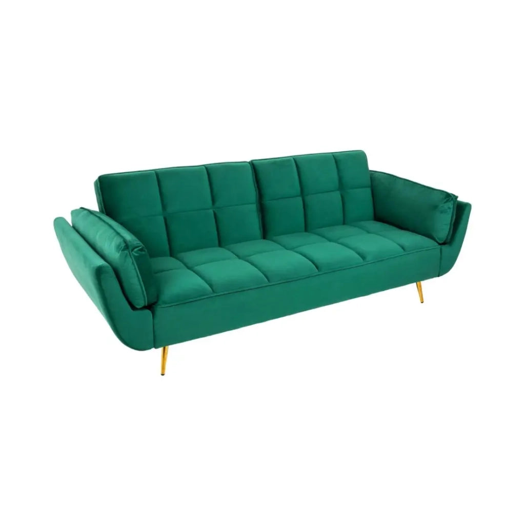 Divano dritto NEVISI verde smeraldo – Divano scandinavo trasformabile in velluto