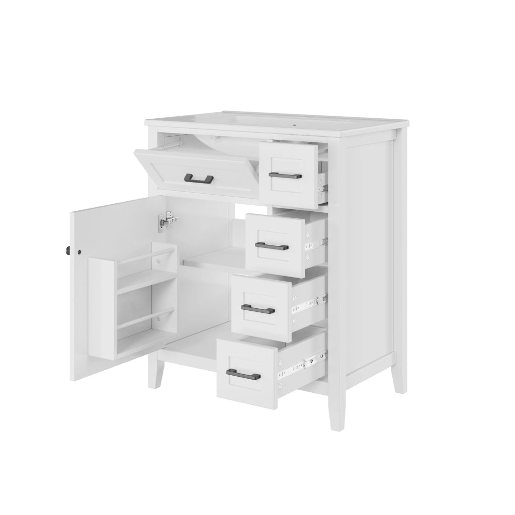 Mobile da Bagno con Lavabo Integrato e Cassetti ¨C MINIMAL ¨C Bianco 76x46x90