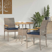 Sedie da giardino 2 pcs Grigio e Blu Navy Polyrattan e acacia 42025883