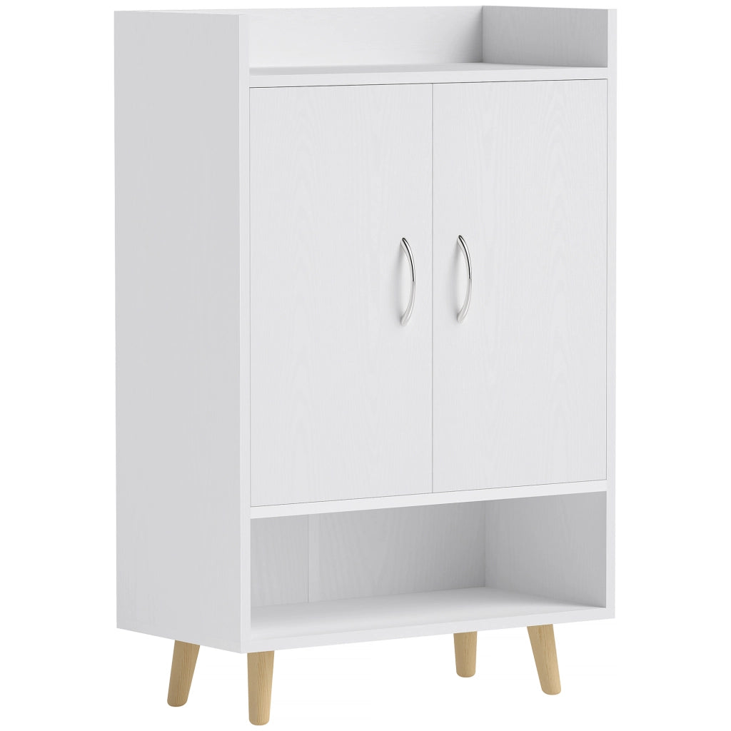 Armadio per scarpe con ante e ripiani - Zephmum- 60 x 30 x 92 cm, Bianco, per 12 scarpe
