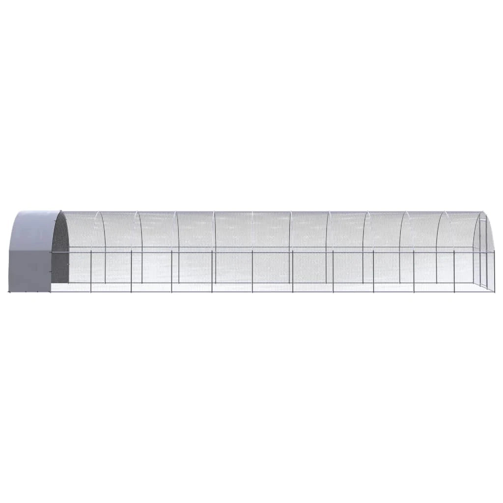 Pollaio recinto per polli da esterno 3 x 12 x 2 m acciaio zincato argento 02_0043999