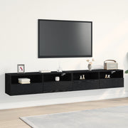 Armadi da Muro per TV 2 pz Nero Rovere 100x30x30 cm Legno Ingegnerizzato