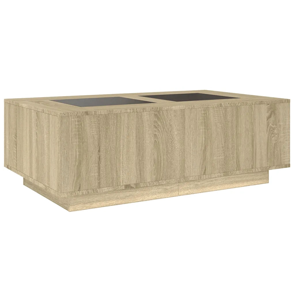 Tavolino da Salotto con LED Infinity-Tavolino da soggiorno Rovere Sonoma 116x69x40 cm 556049
