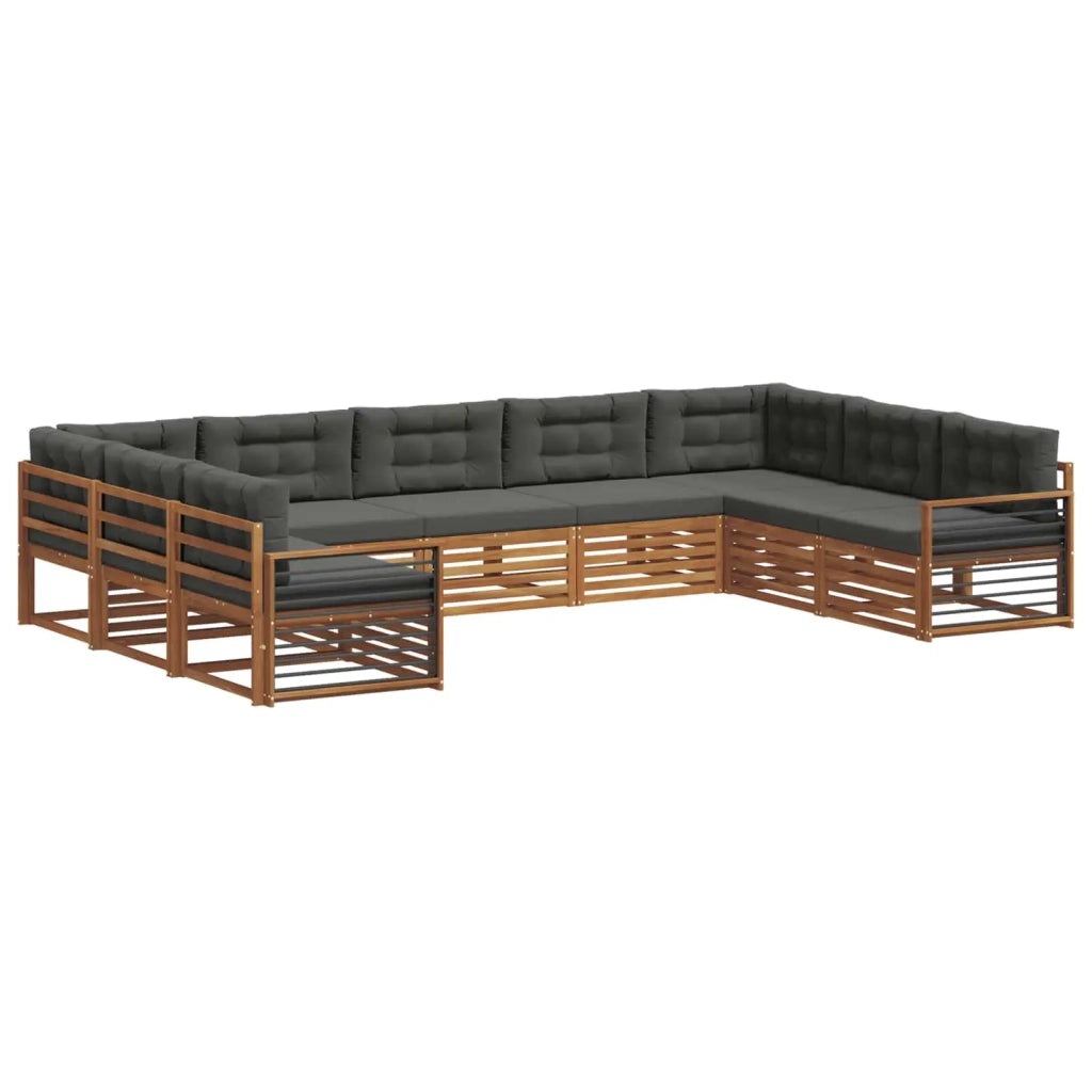 Set di divani da esterno con cuscino 9 pcs Naturale e Antracite