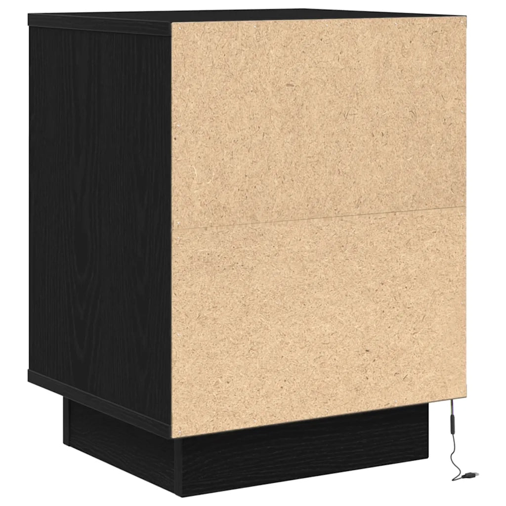 Comodino con Luci LED-Tavolino da notte Nero 38x34x50 cm 306374