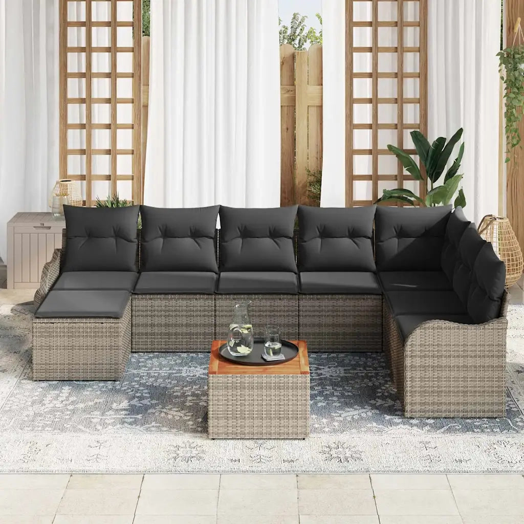 Set Divano da Giardino con cuscino 9 pcs Grigio polyrattan 3347489