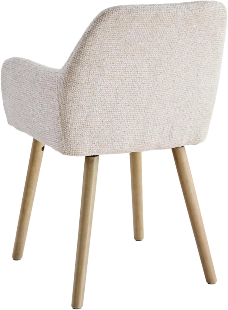 GrandCA HOME Set di 2 Sedie da Pranzo Moderne Imbottite con Braccioli in Tessuto e Gambe in Legno per Sala da Pranzo - Beige