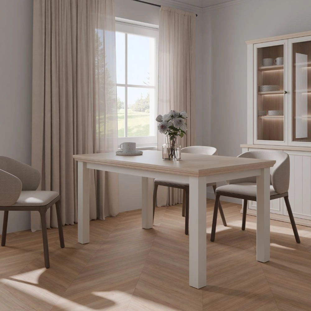 Tavolo Allungabile Essenza Rovere e bianco 150/200 cm – Stile Classico Moderno