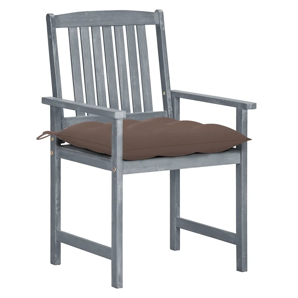 Sedie da Giardino con Cuscini 8 pz in Massello di Acacia Grigie cod mxl 8536