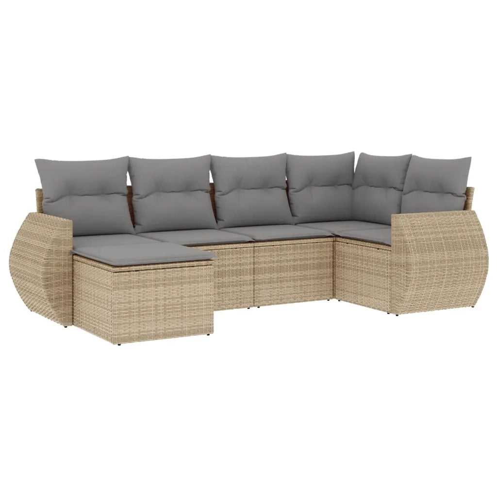 Set Divano da Giardino 6 pz con Cuscini Beige in Polyrattan 3221658