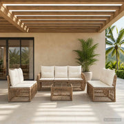 Set Divano da Giardino 8 pcs Beige e Bianco Crema polyrattan 3435390