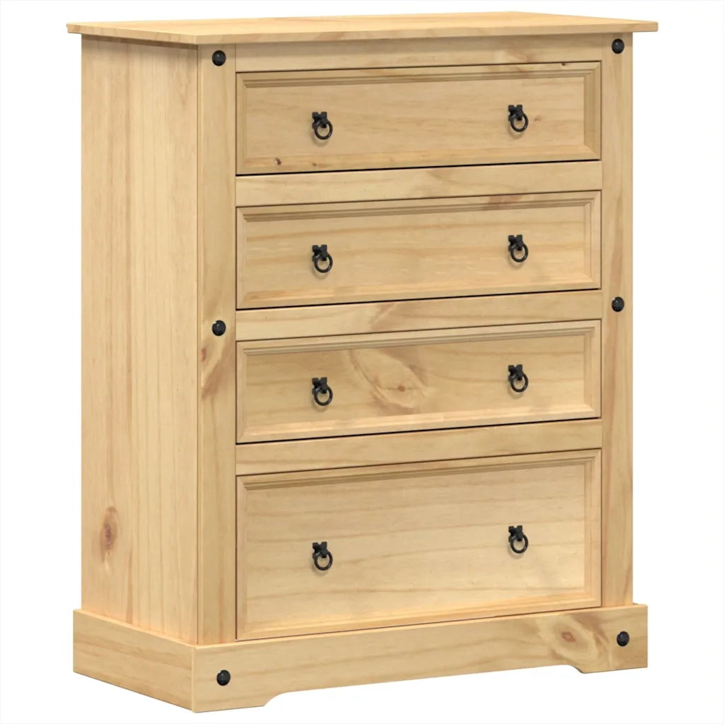 Cassettiera Corona 92x48x120 cm in Legno Massello di Pino