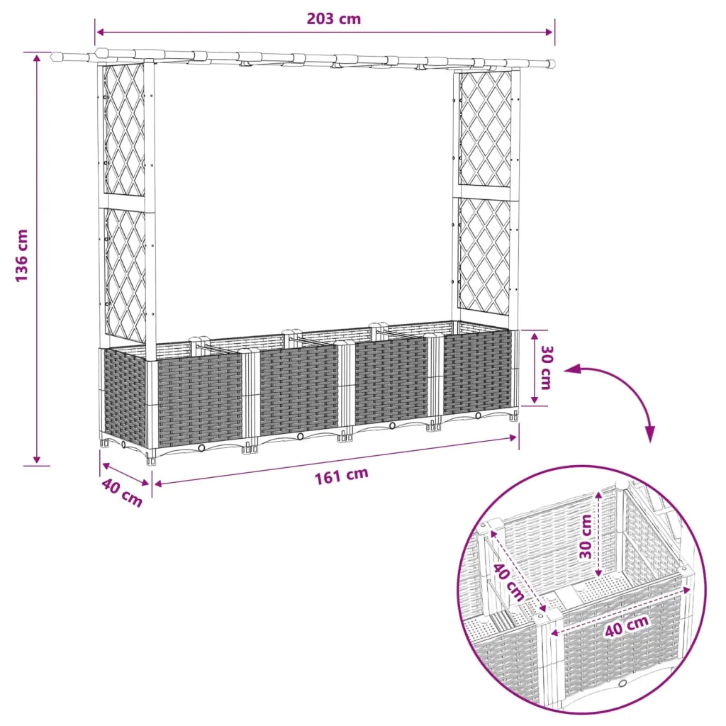 Letto Rialzato con Griglia e Tetto Grigio Chiaro PP 42032592