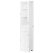 MOBILE COLONNA BAGNO SALVASPAZIO CON ARMADIETTO, CASSETTO E RIPIANI IN MDF, 40X27X171.5CM, BIANCO
