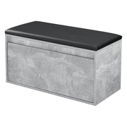 Panca portascarpe di design con cassetto mobile da ingresso con seduta imbottita elegante contenitore per 3 paia di scarpe truciolato PU sintetico 80 x 39 x 45 cm effetto cemento nero 03_0004681