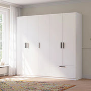 Armadio Camera da Letto Liba, Guardaroba Grande 3 Ripiani, 225x210h cm Bianco