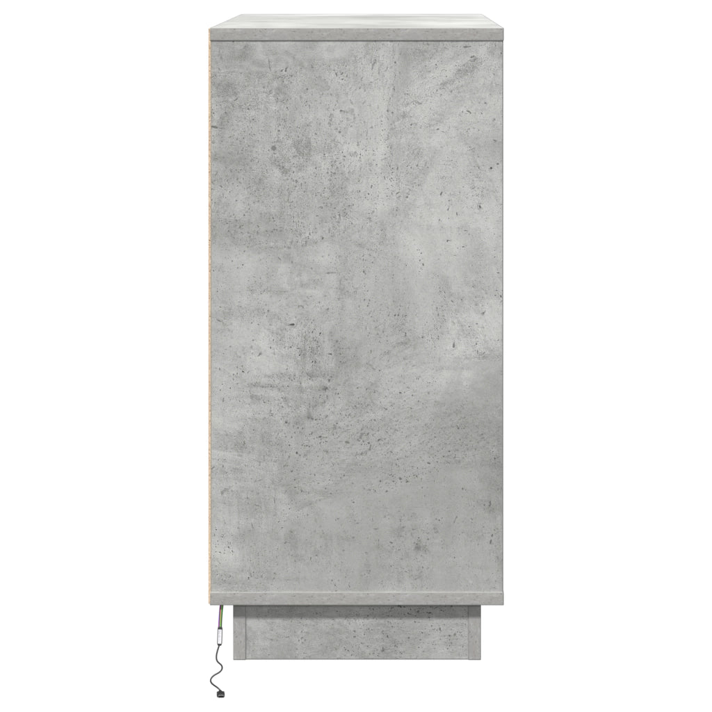Comodino  con LED Grigio cemento 71x34,5x75 cm Legno ingegnerizzato