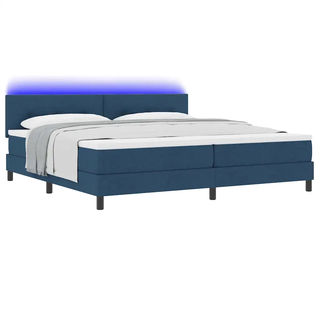 Letto a molle con materasso con led Blu 200 x 200 cm Tessuto